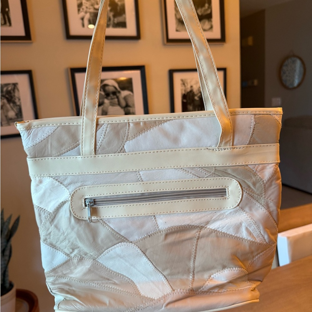 Vintage Neutral Patchwork Purse - image 2